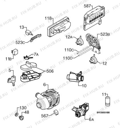 Взрыв-схема посудомоечной машины Privileg 00872840_11394 - Схема узла Electrical equipment 268